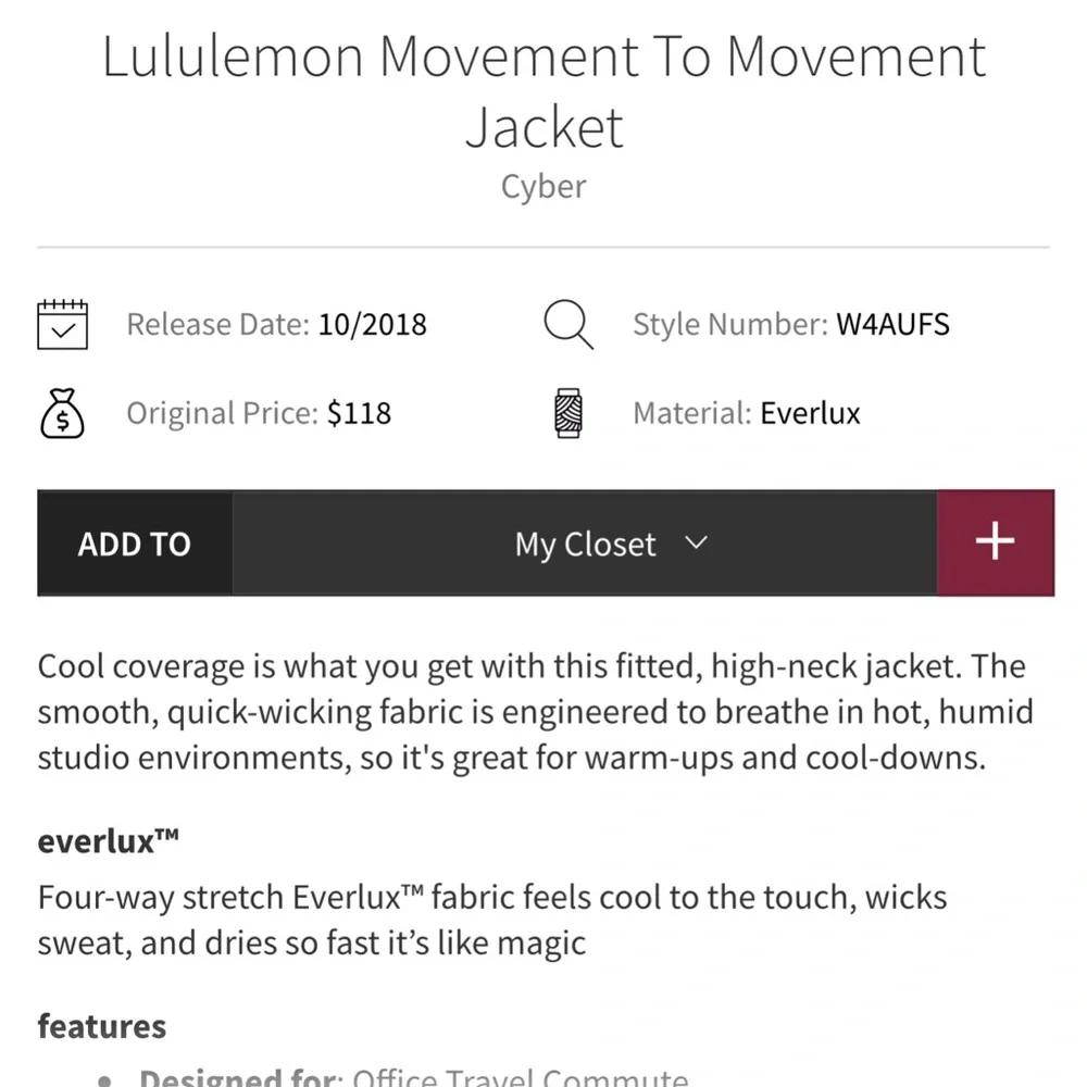 Lululemon Movement To Movement Jacket
Cyber Purple - Picture 4 of 9